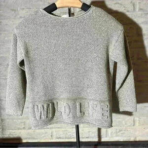 Zara Boys Knit Collection Sweater Wild Life Beige Size 7 Or 122cm